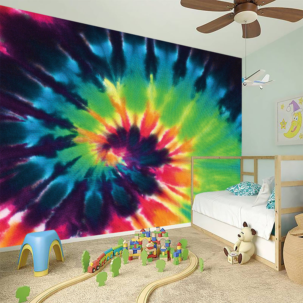 Black And Rainbow Tie Dye Print Wall Sticker