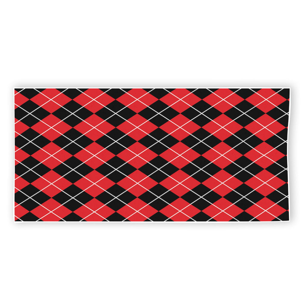 Black And Red Argyle Pattern Print Beach Towel