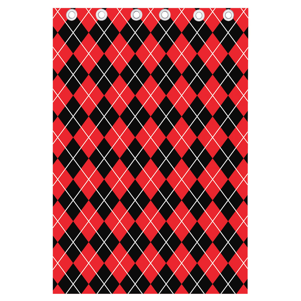 Black And Red Argyle Pattern Print Curtain