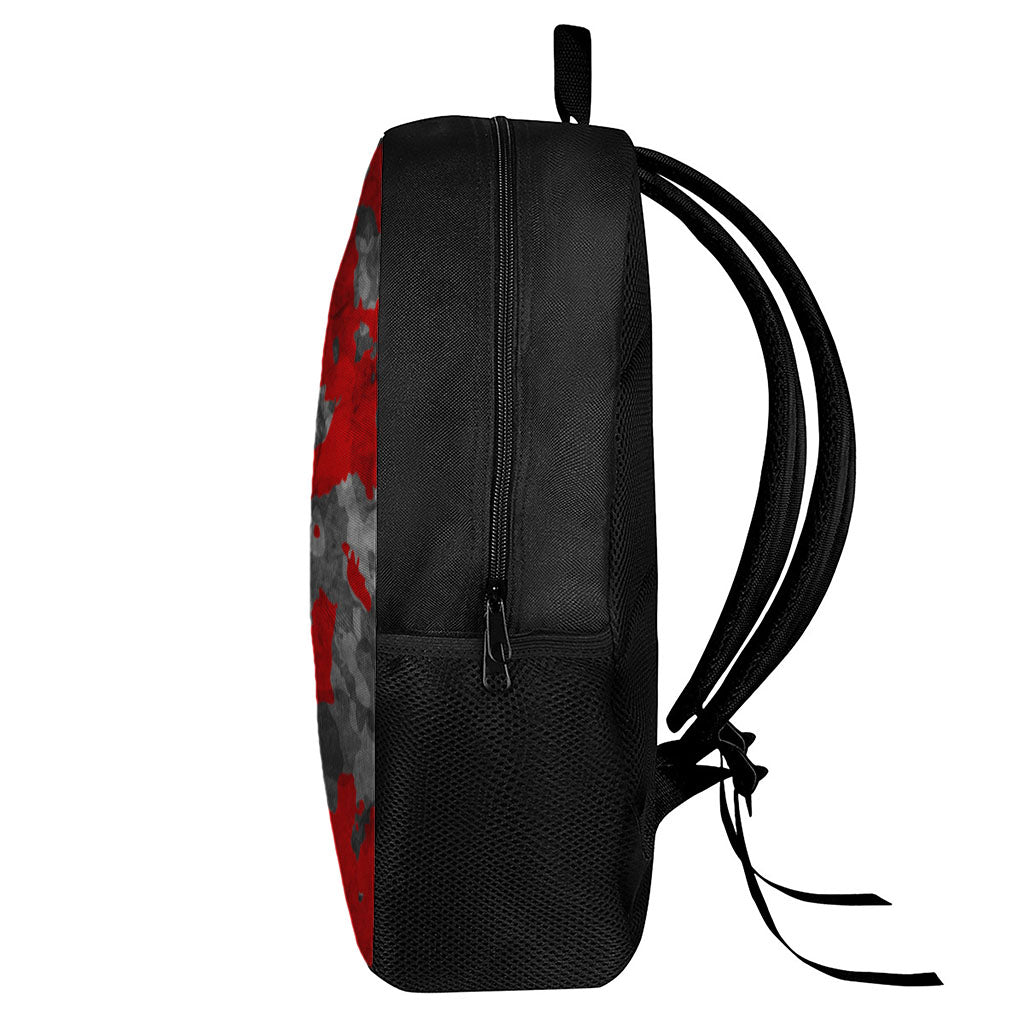 Black And Red Camouflage Print 17 Inch Backpack