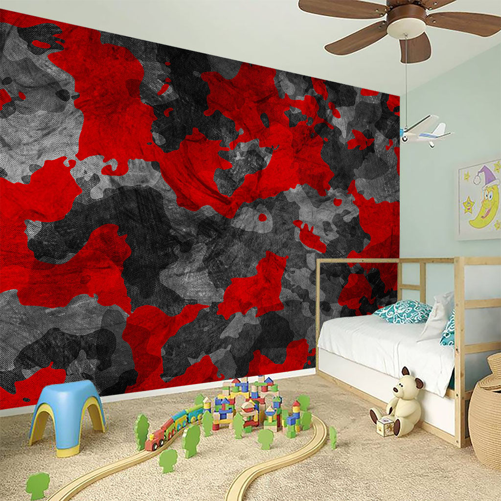 Black And Red Camouflage Print Wall Sticker