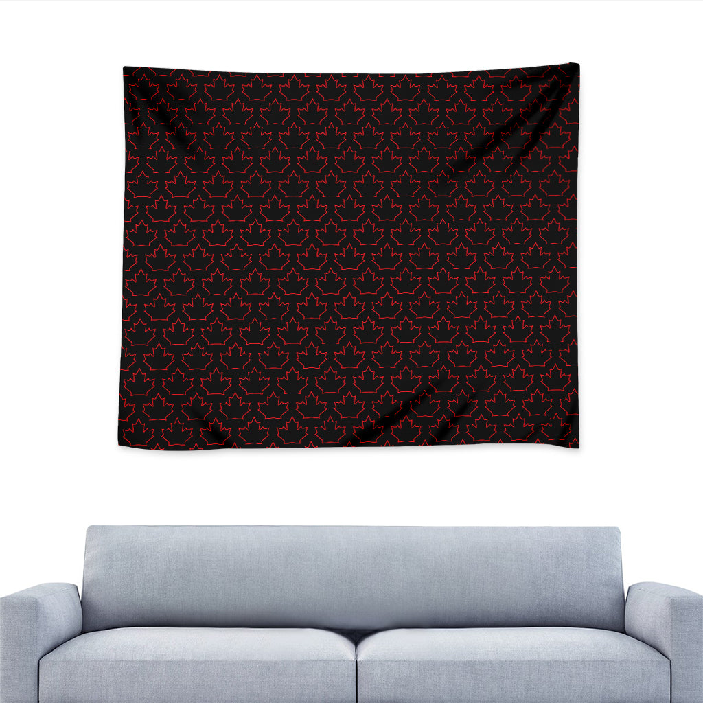 Black And Red Canadian Maple Leaf Print Tapestry