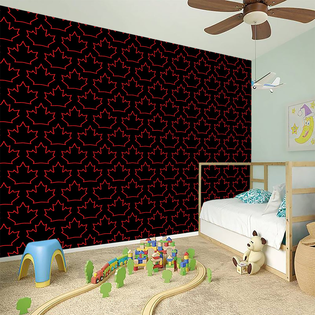 Black And Red Canadian Maple Leaf Print Wall Sticker