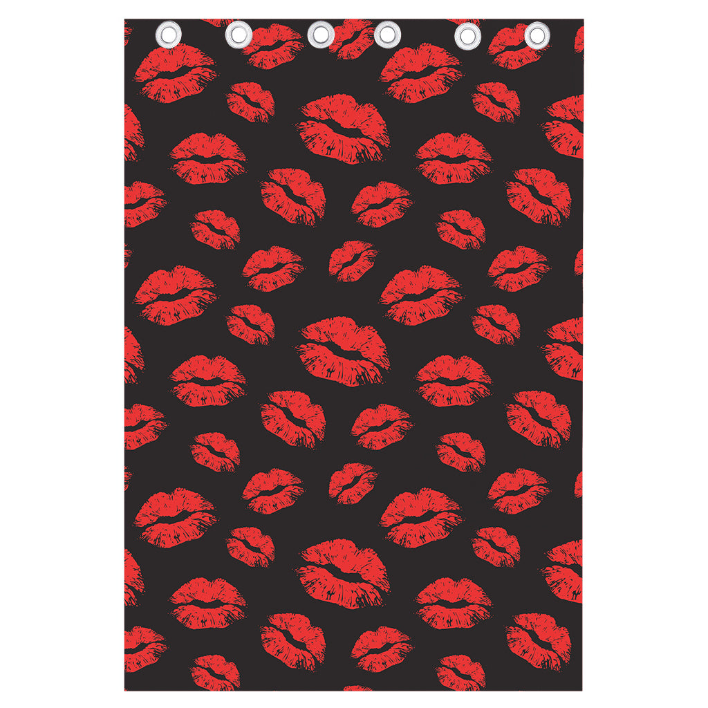Black And Red Lips Pattern Print Curtain
