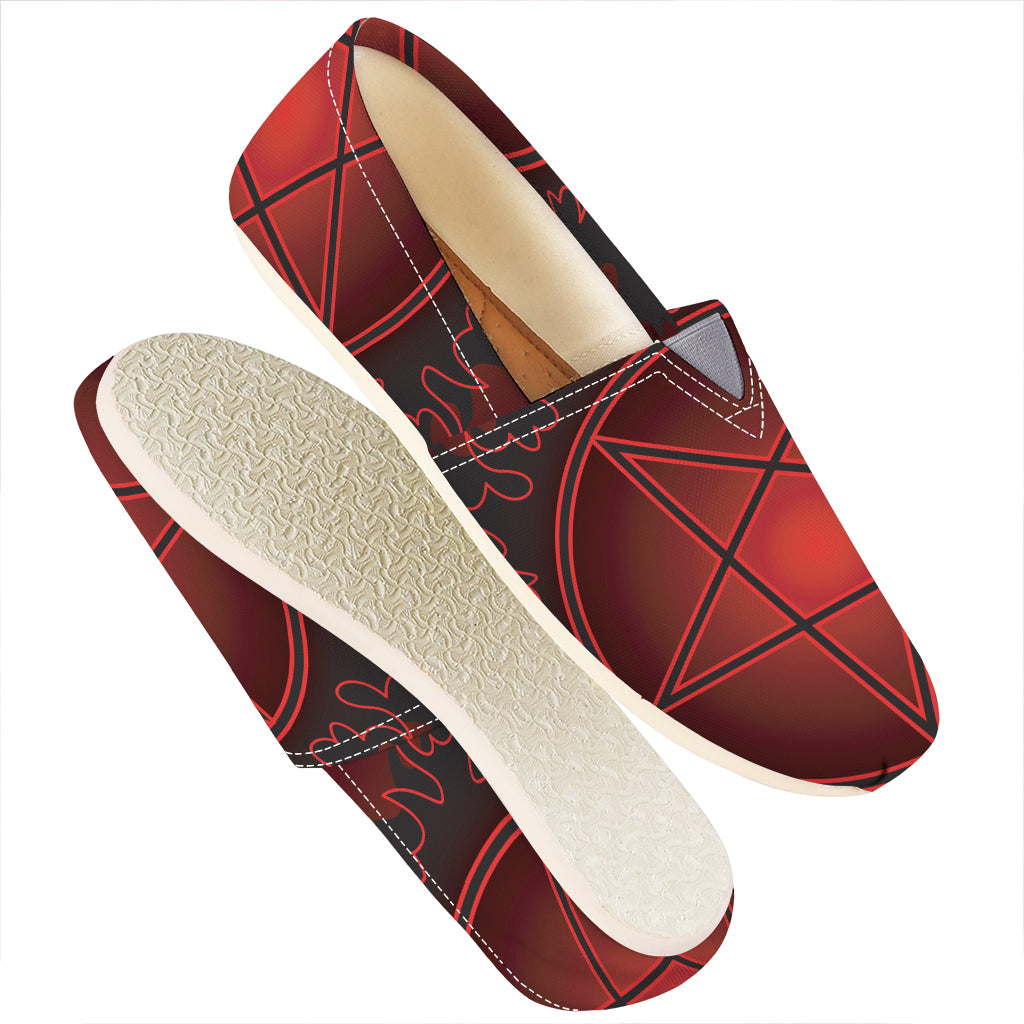 Black And Red Satanic Pentagram Print Casual Shoes