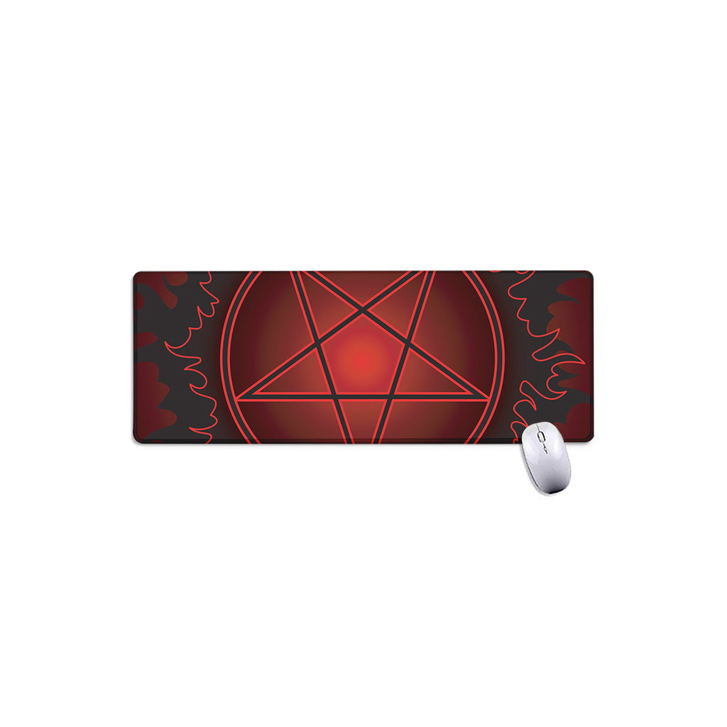Black And Red Satanic Pentagram Print Extended Mouse Pad