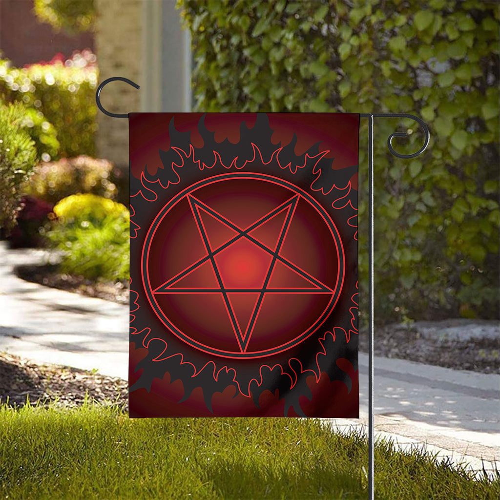 Black And Red Satanic Pentagram Print House Flag