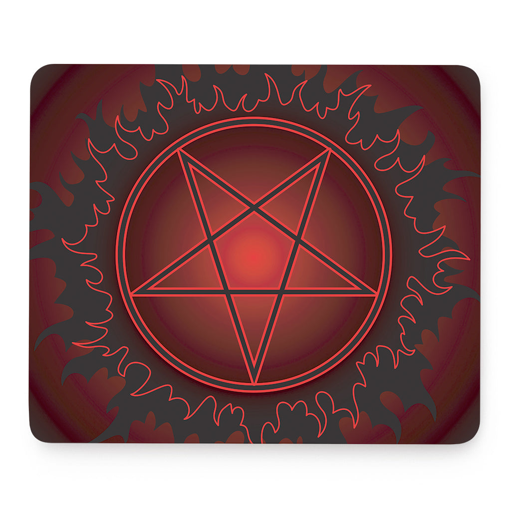 Black And Red Satanic Pentagram Print Mouse Pad