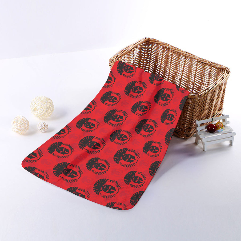 Black And Red Spartan Pattern Print Towel