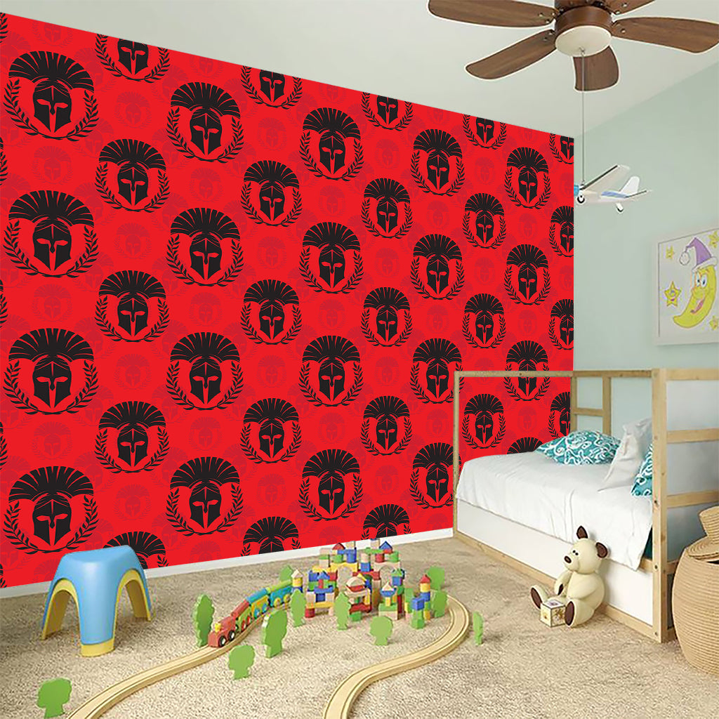 Black And Red Spartan Pattern Print Wall Sticker