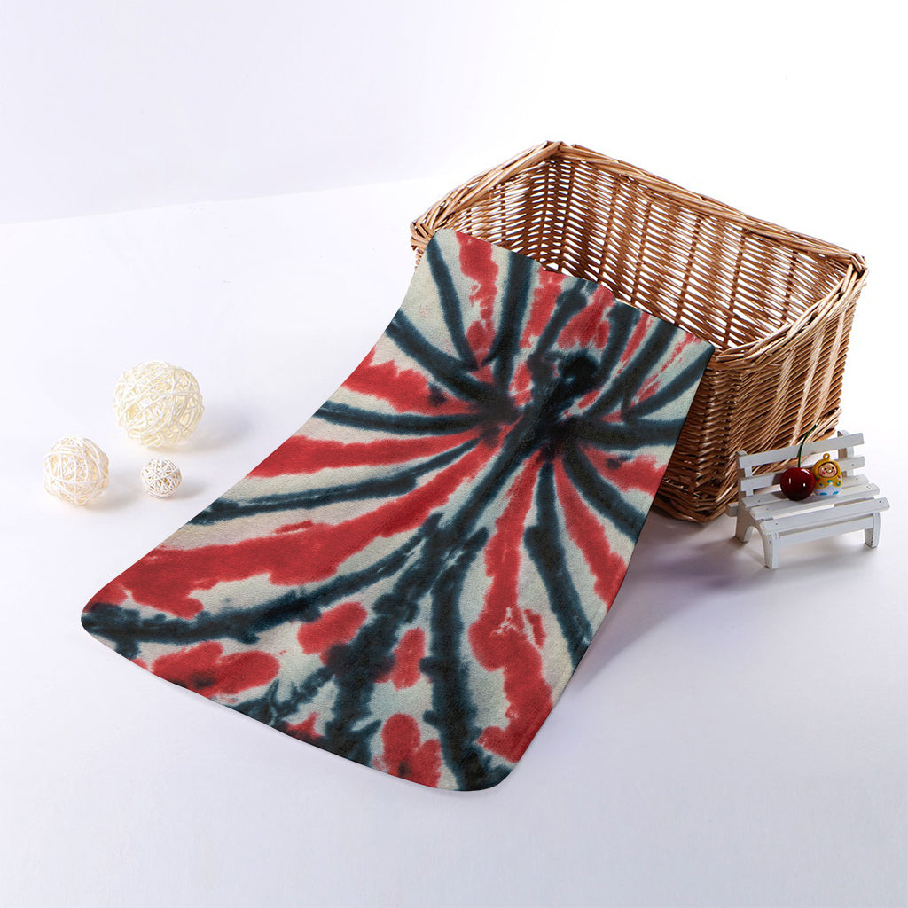 Black And Red Spider Tie Dye Print Towel