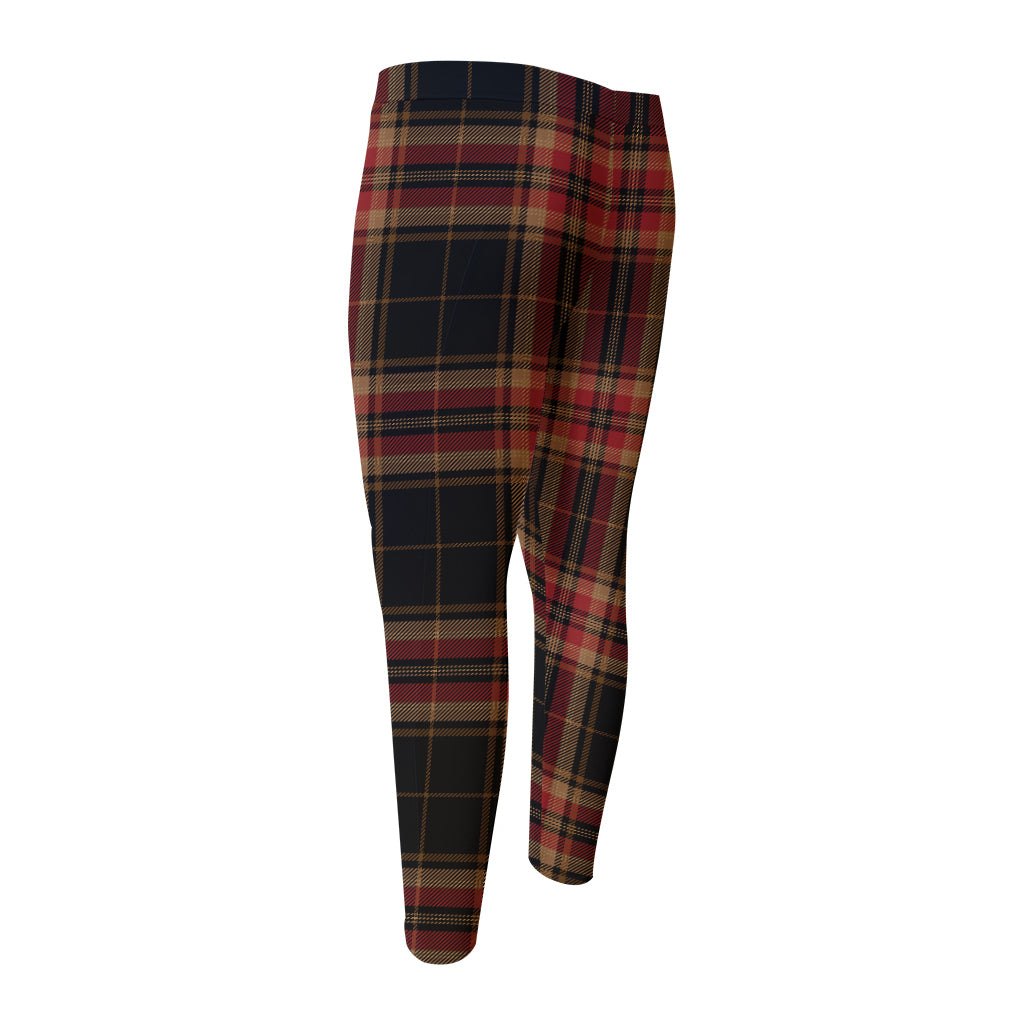 Black And Red Stewart Tartan Print Men's Compression Pants