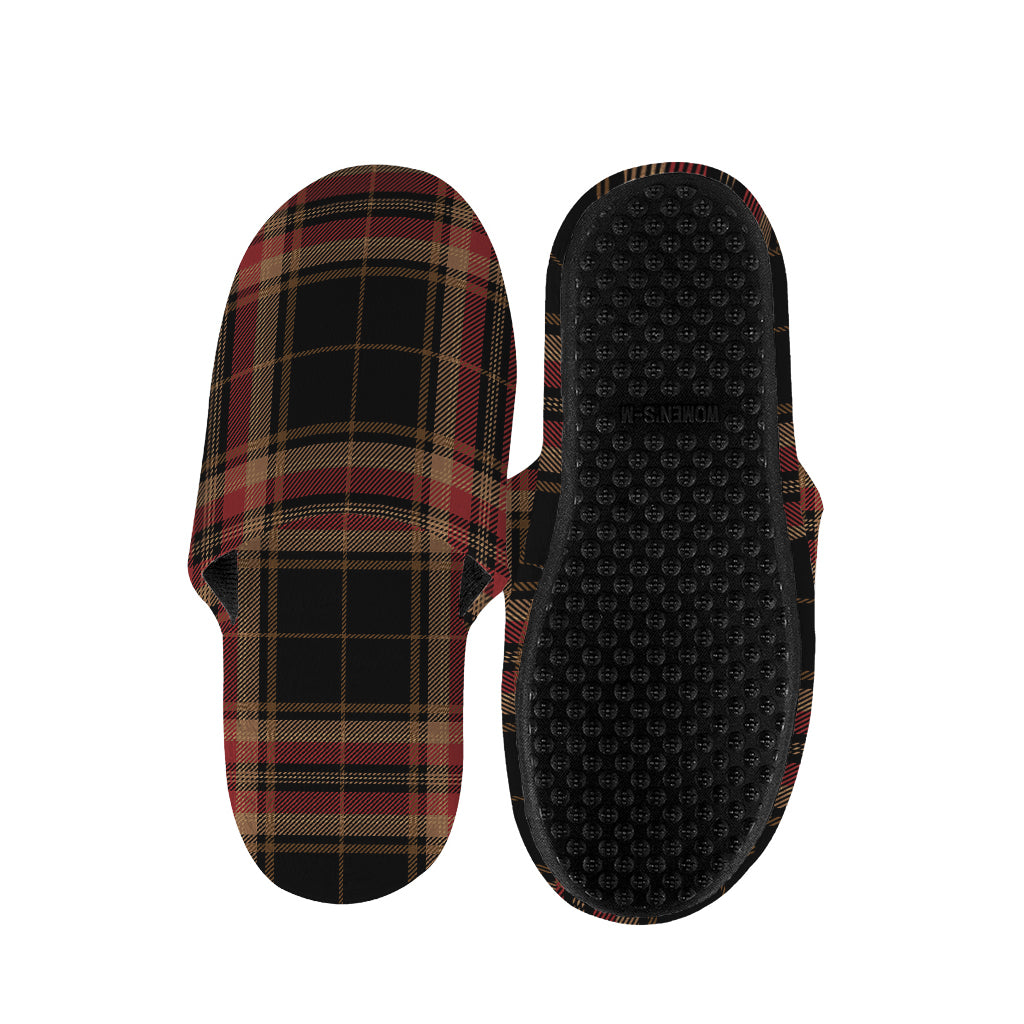 Black And Red Stewart Tartan Print Slippers