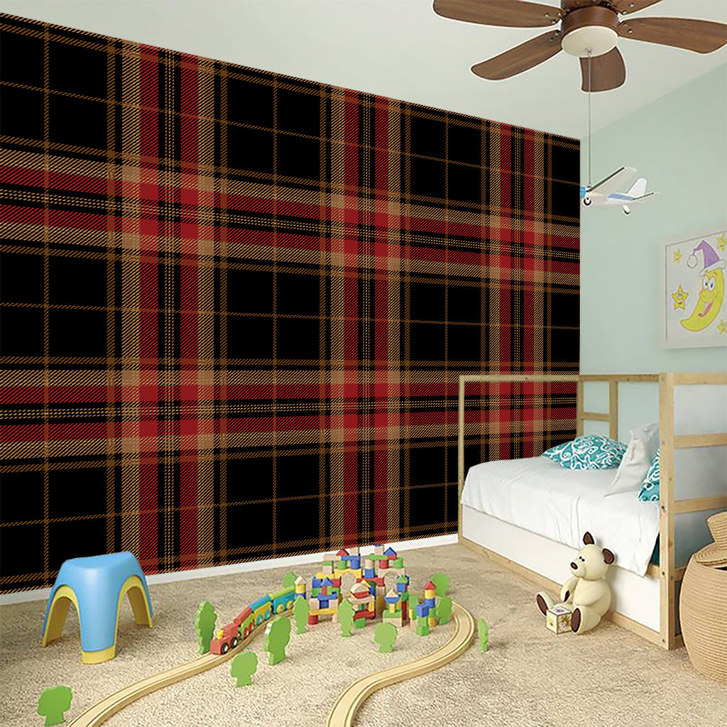 Black And Red Stewart Tartan Print Wall Sticker