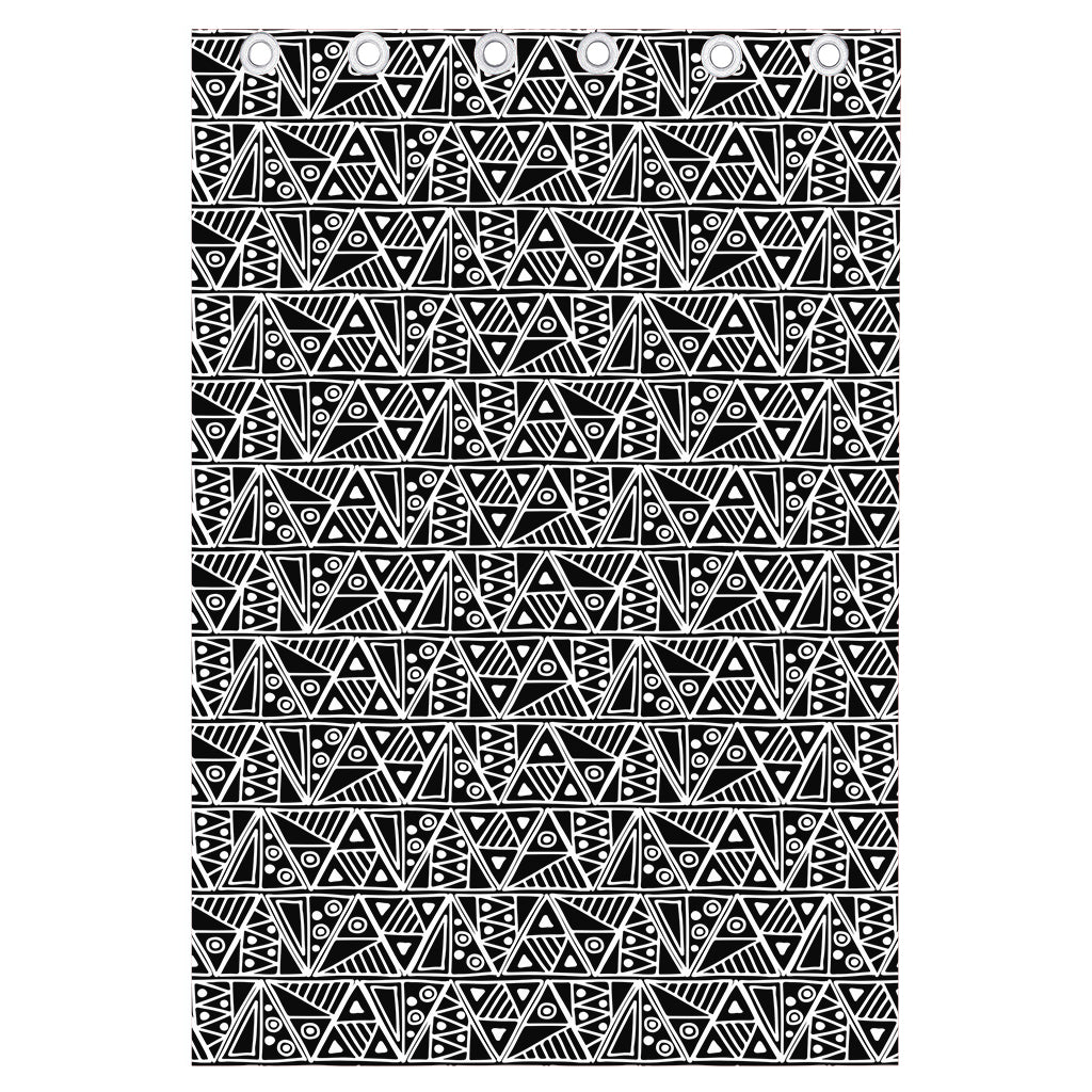 Black And White African Ethnic Print Curtain