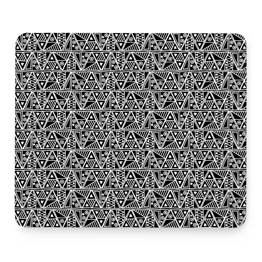 Black And White African Ethnic Print Mouse Pad