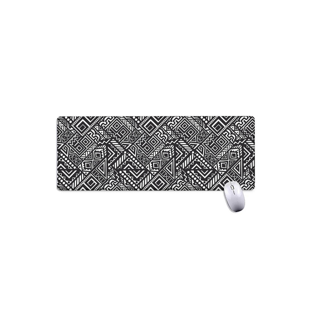Black And White African Tribal Print Extended Mouse Pad
