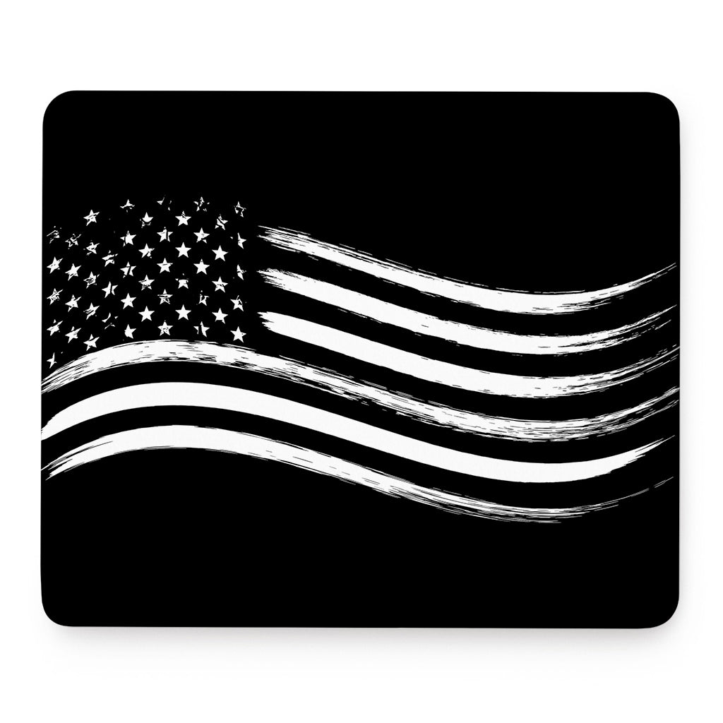 Black And White American Flag Print Mouse Pad