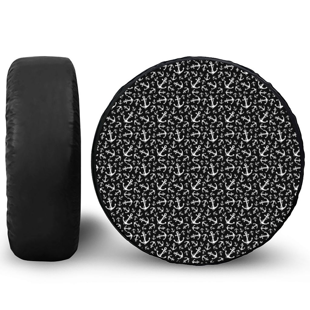 Black And White Anchor Pattern Print Tire Cover