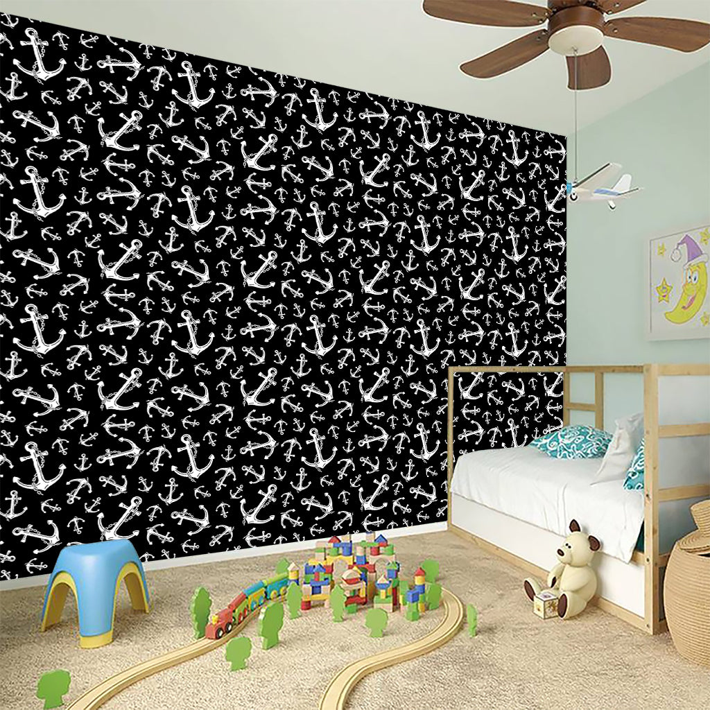 Black And White Anchor Pattern Print Wall Sticker