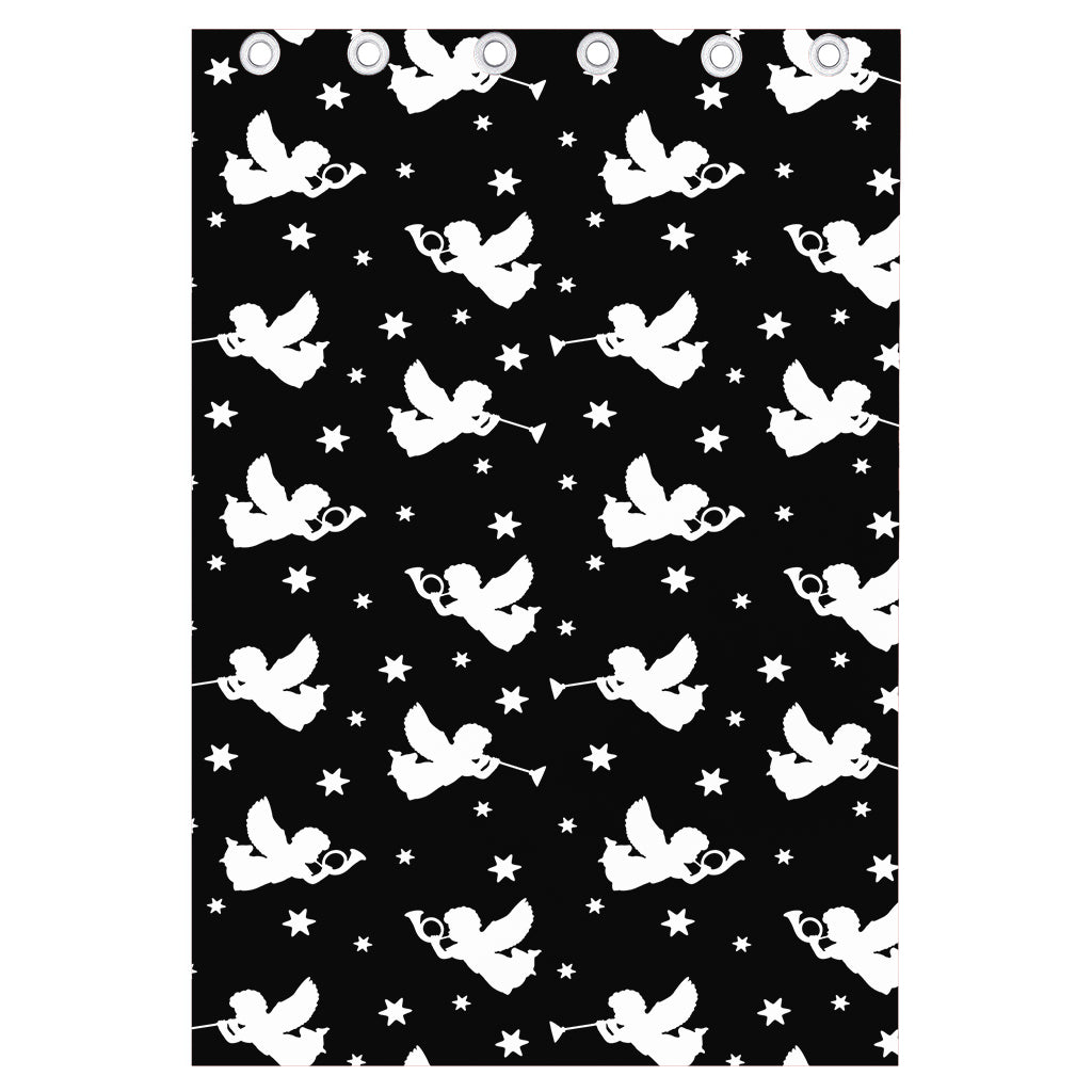Black And White Angel Pattern Print Curtain