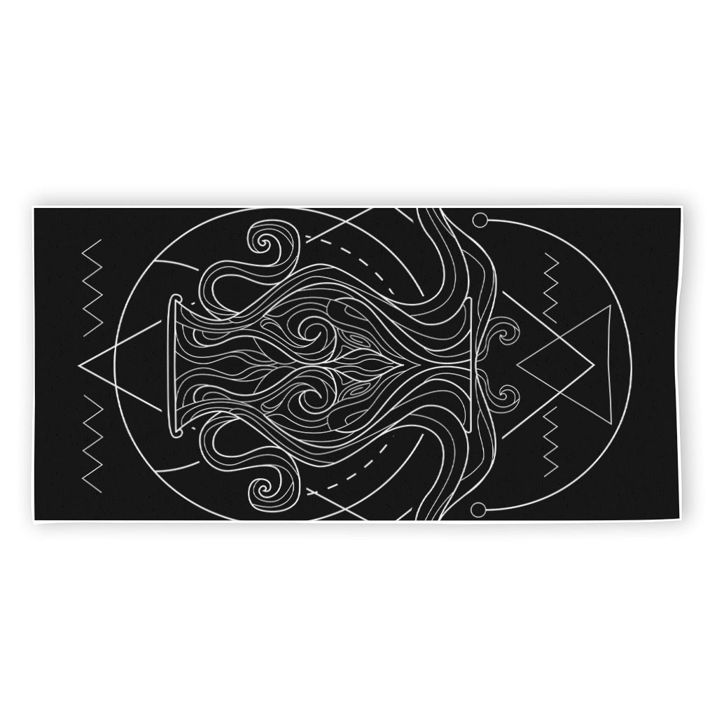Black And White Aquarius Sign Print Beach Towel