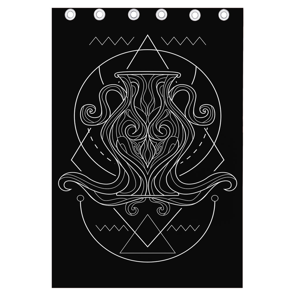 Black And White Aquarius Sign Print Curtain