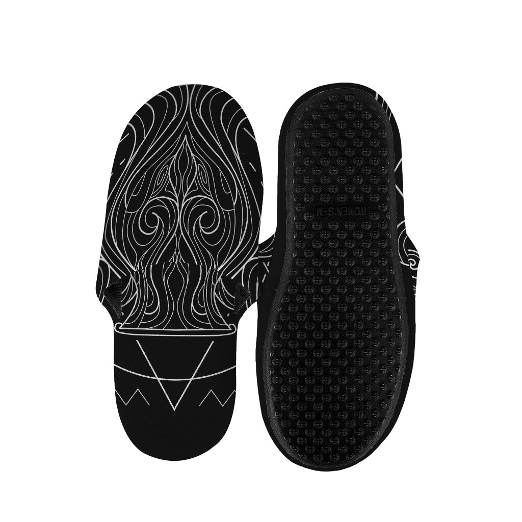 Black And White Aquarius Sign Print Slippers
