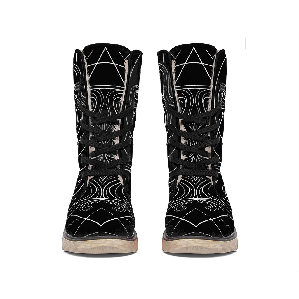 Black And White Aquarius Sign Print Winter Boots