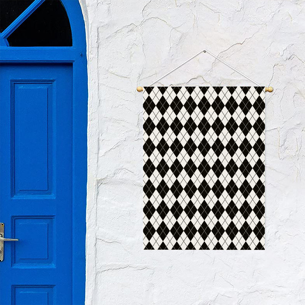 Black And White Argyle Pattern Print Garden Flag
