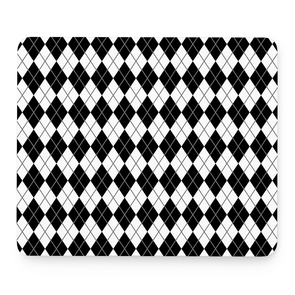 Black And White Argyle Pattern Print Mouse Pad