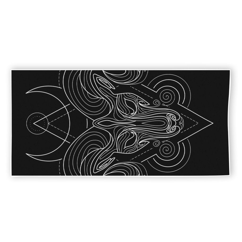 Black And White Aries Sign Print Beach Towel