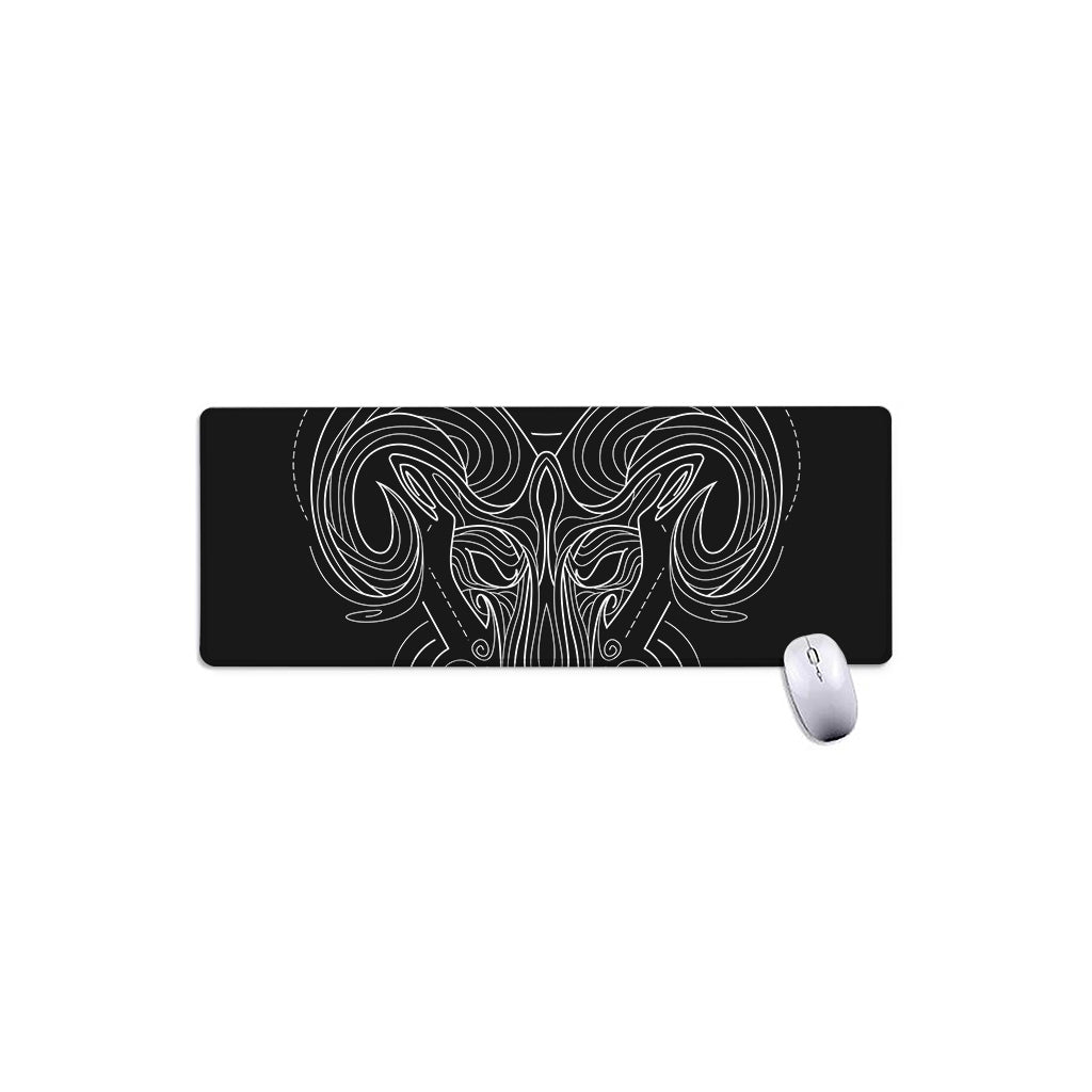 Black And White Aries Sign Print Extended Mouse Pad