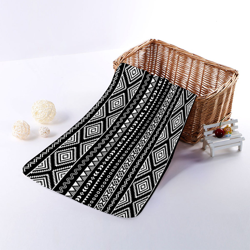 Black And White Aztec Ethnic Print Towel