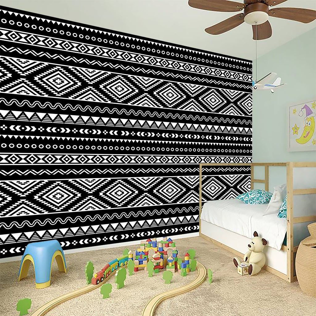 Black And White Aztec Ethnic Print Wall Sticker