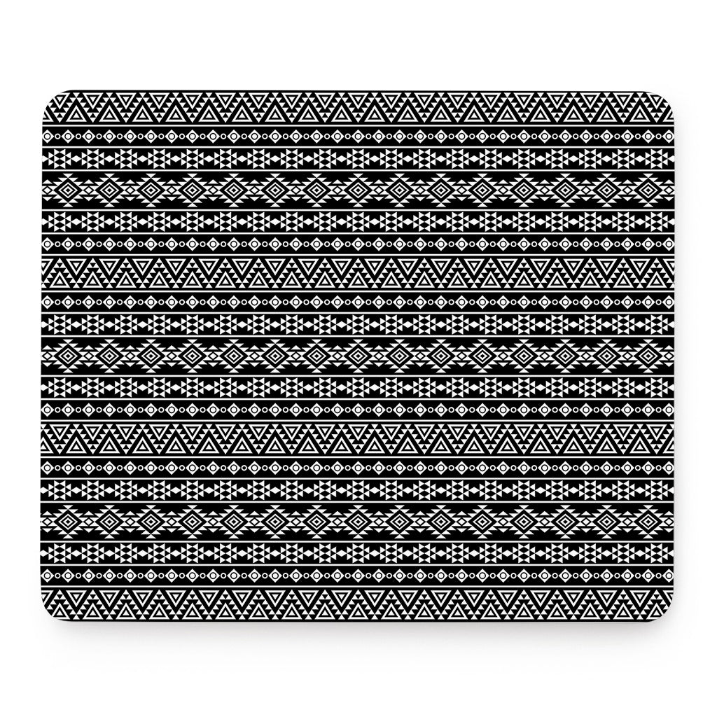 Black And White Aztec Geometric Print Mouse Pad