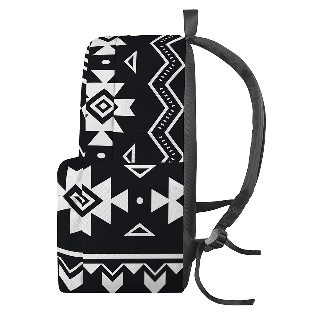 Black And White Aztec Pattern Print Backpack