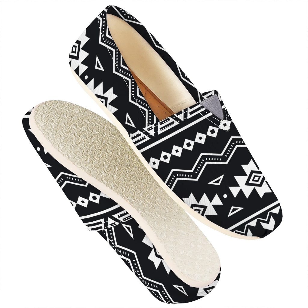 Black And White Aztec Pattern Print Casual Shoes