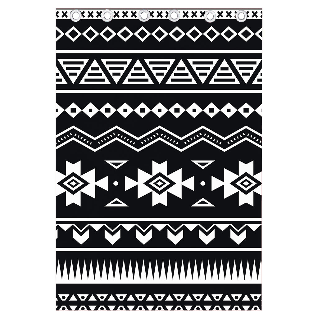 Black And White Aztec Pattern Print Curtain