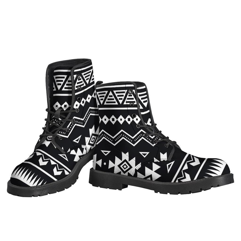 Black And White Aztec Pattern Print Backpack