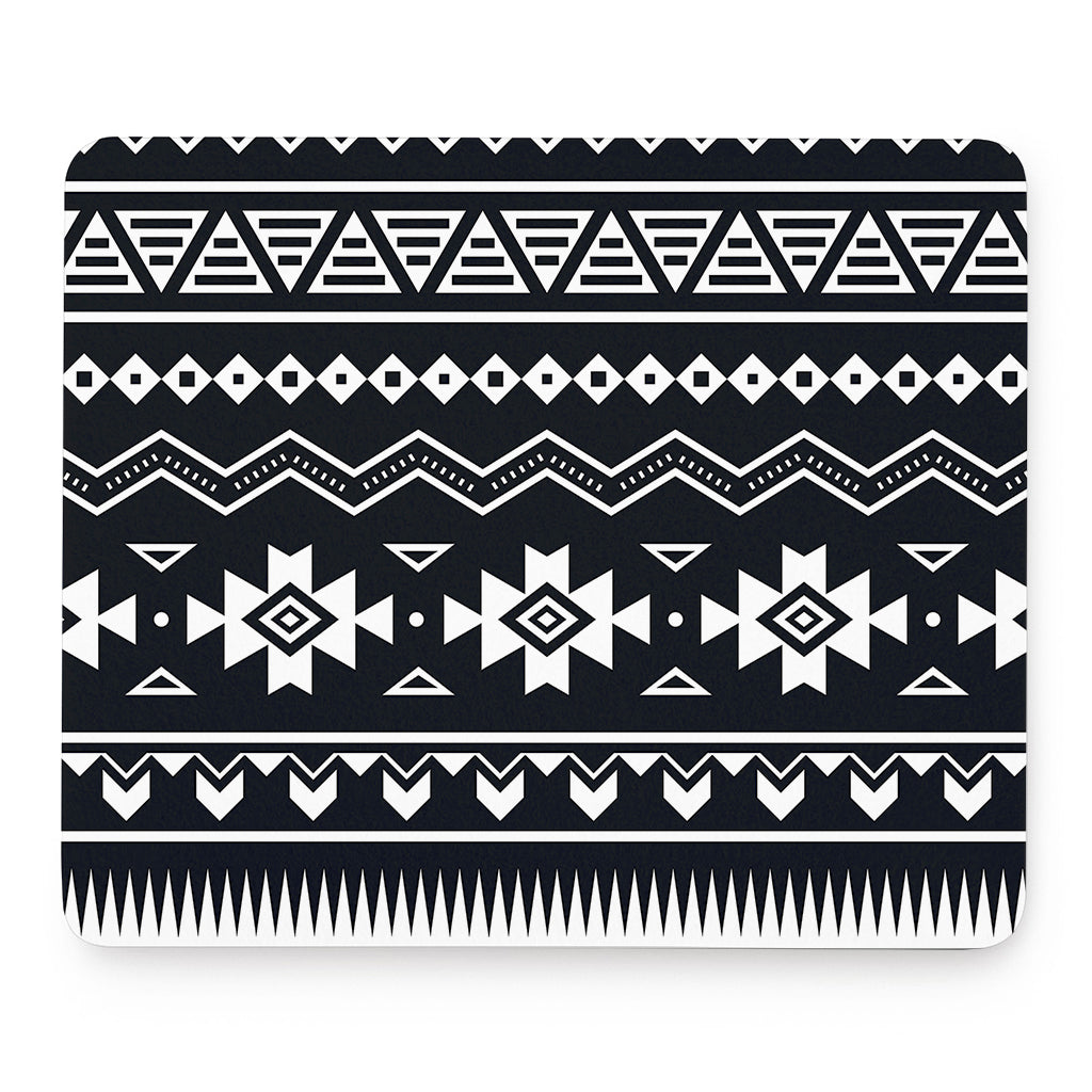 Black And White Aztec Pattern Print Mouse Pad