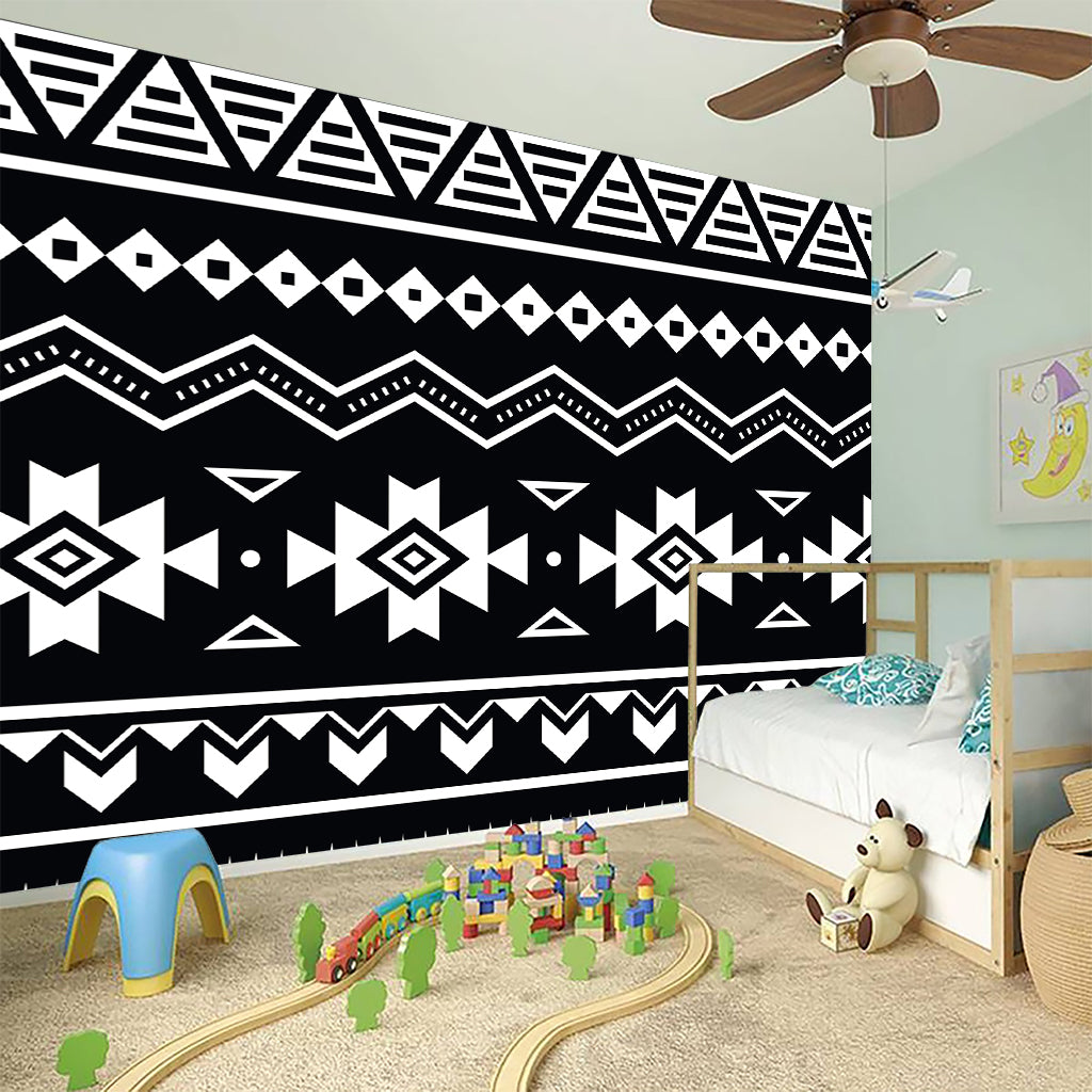 Black And White Aztec Pattern Print Wall Sticker