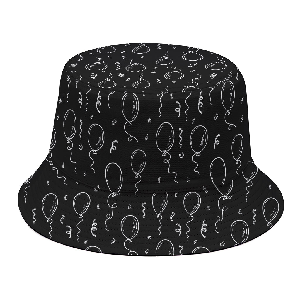 Black And White Balloon Pattern Print Bucket Hat