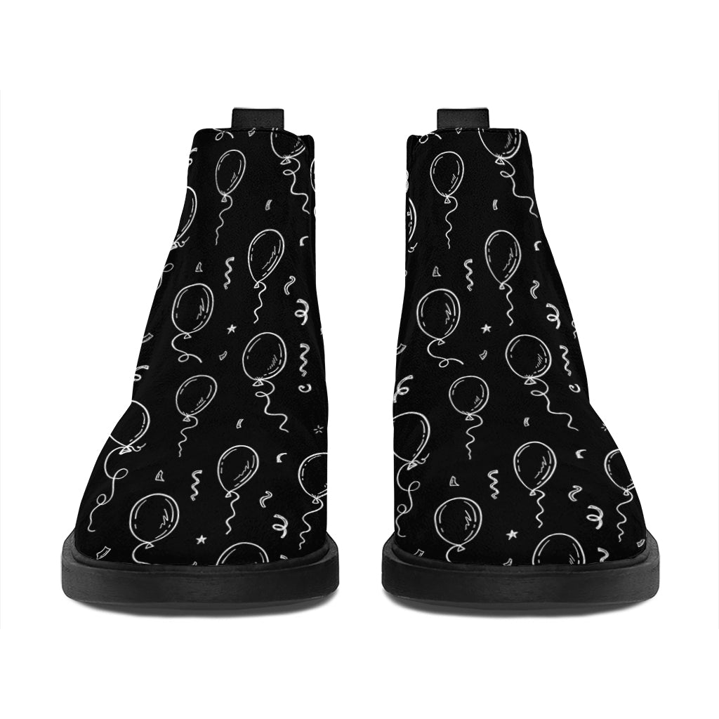 Black And White Balloon Pattern Print Flat Ankle Boots