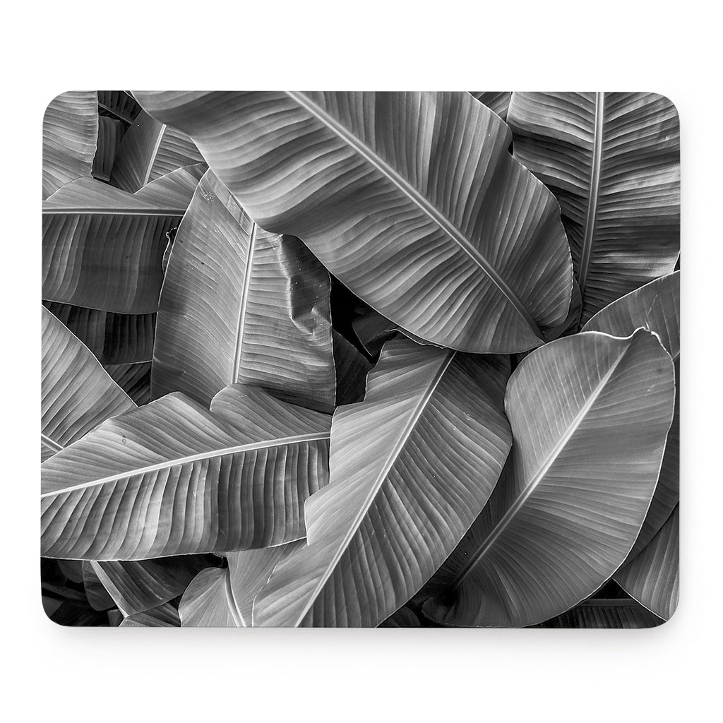 Black And White Banana Leaf Print Mouse Pad