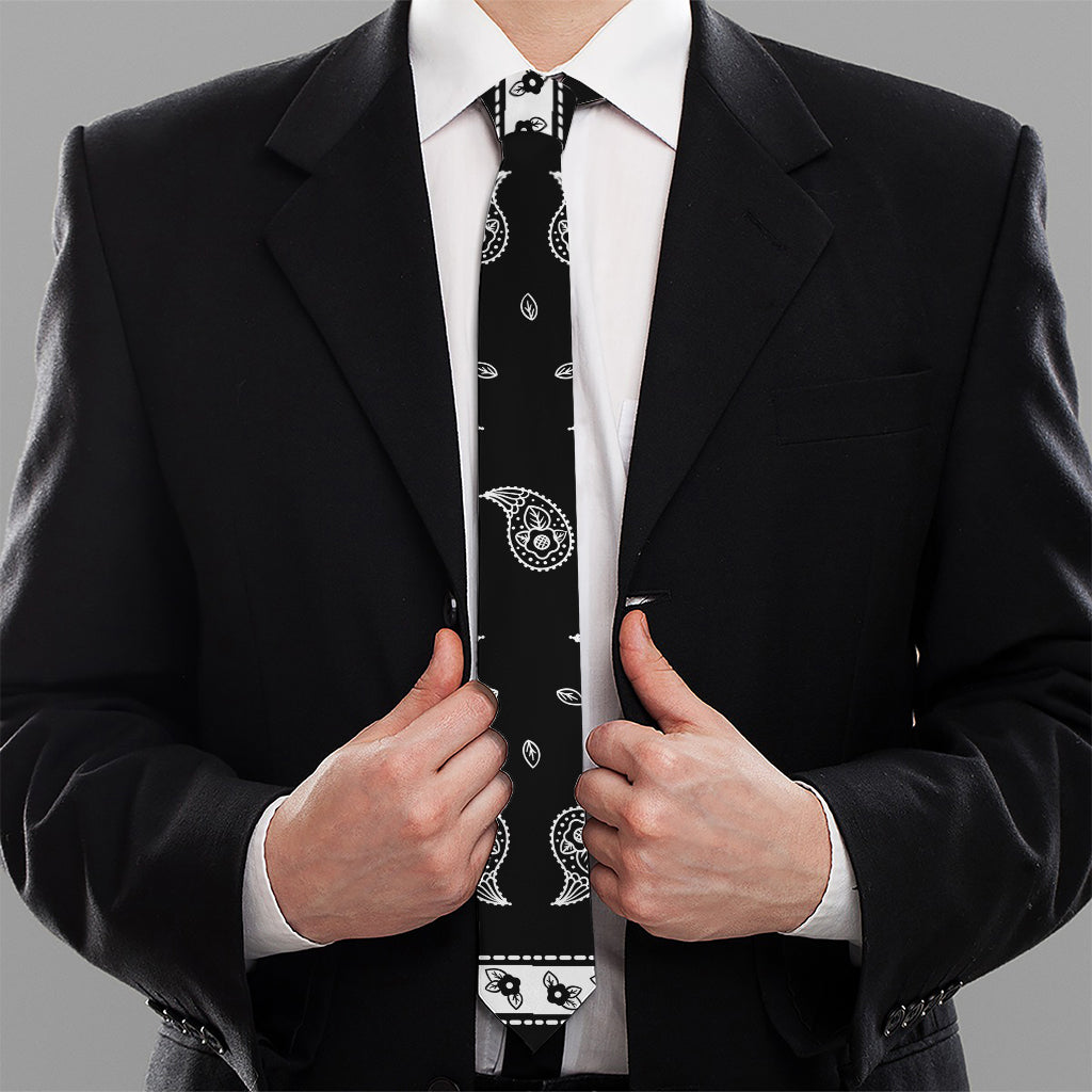 Black And White Bandana Print Necktie