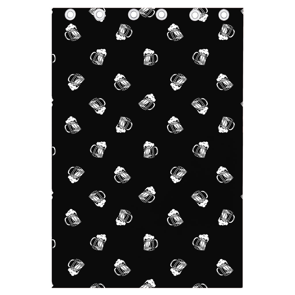 Black And White Beer Pattern Print Curtain
