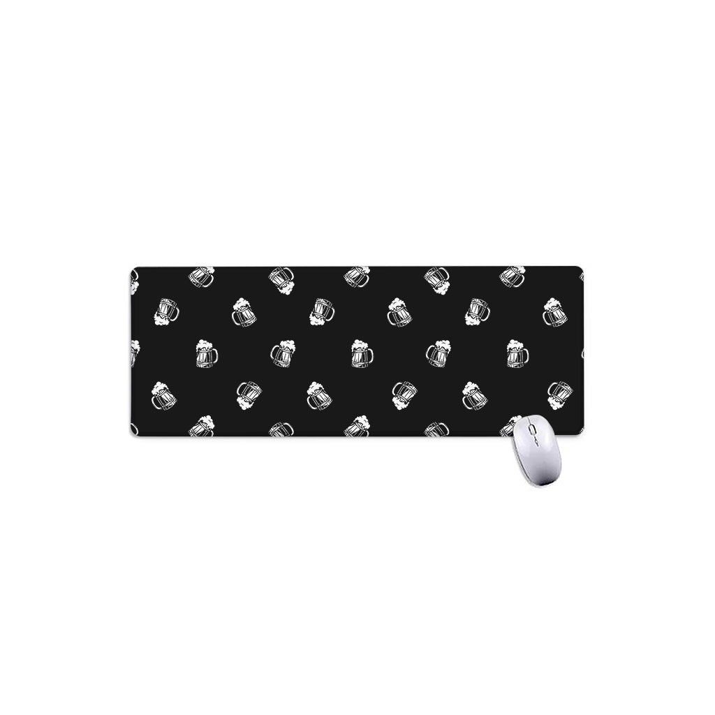 Black And White Beer Pattern Print Extended Mouse Pad