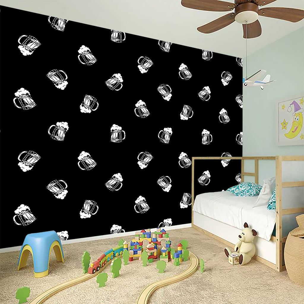 Black And White Beer Pattern Print Wall Sticker