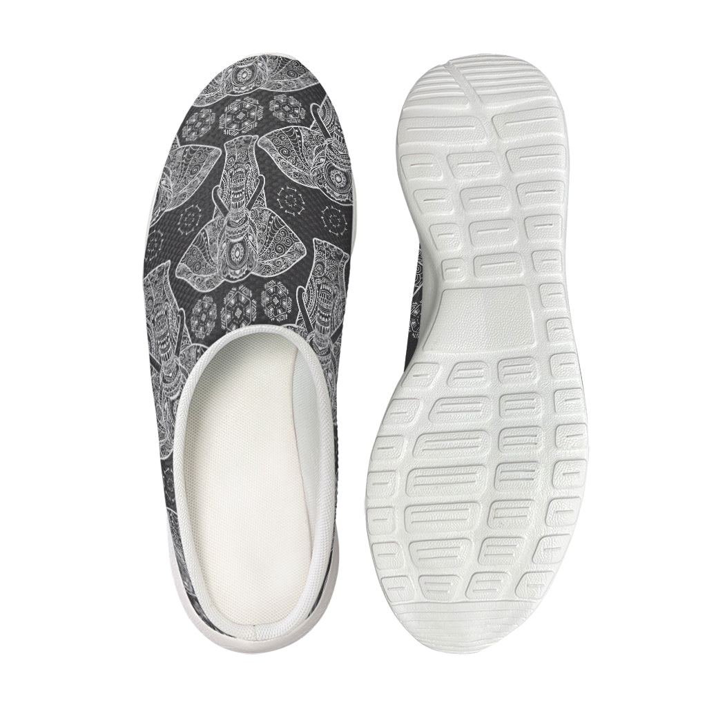 Black And White Boho Elephant Print Mesh Casual Shoes